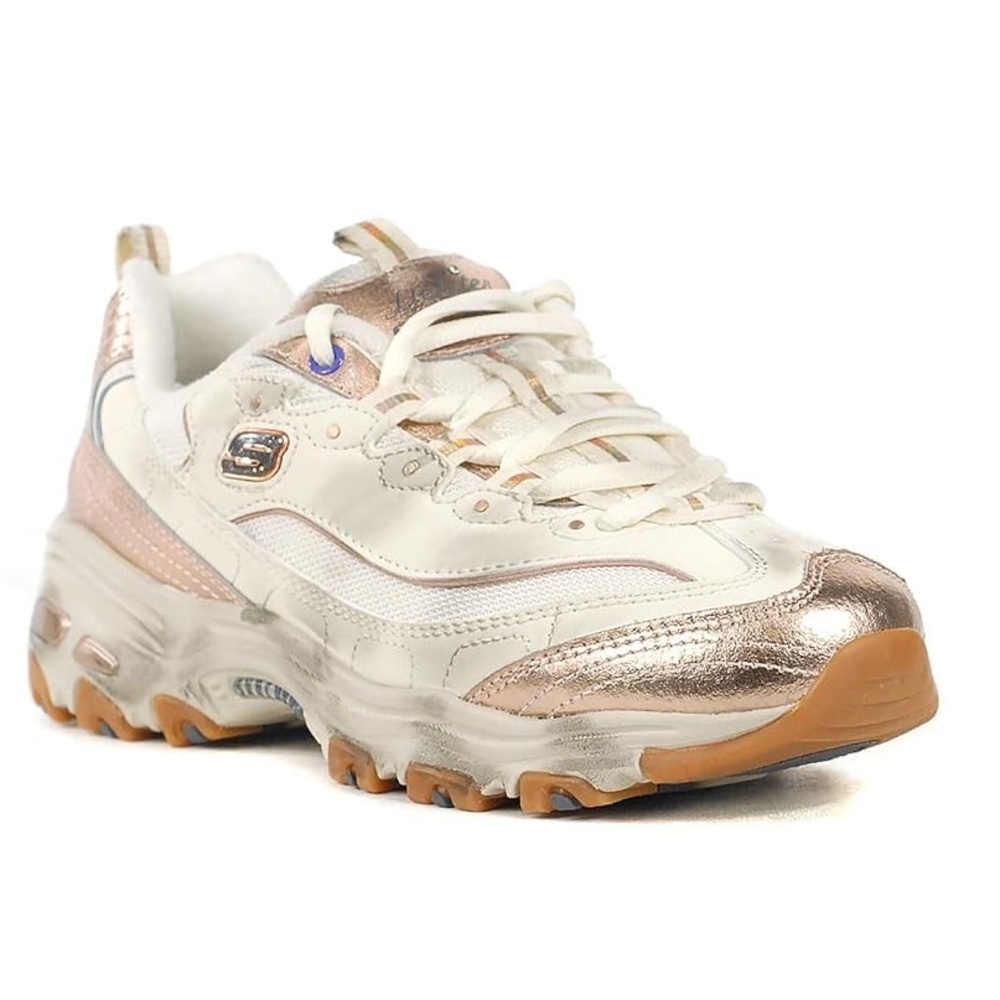 Skechers Cream and Metallic Athletic Shoes